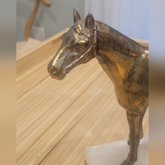 Brass Horses Mounted on Marble Bases - Picture 6 of 16